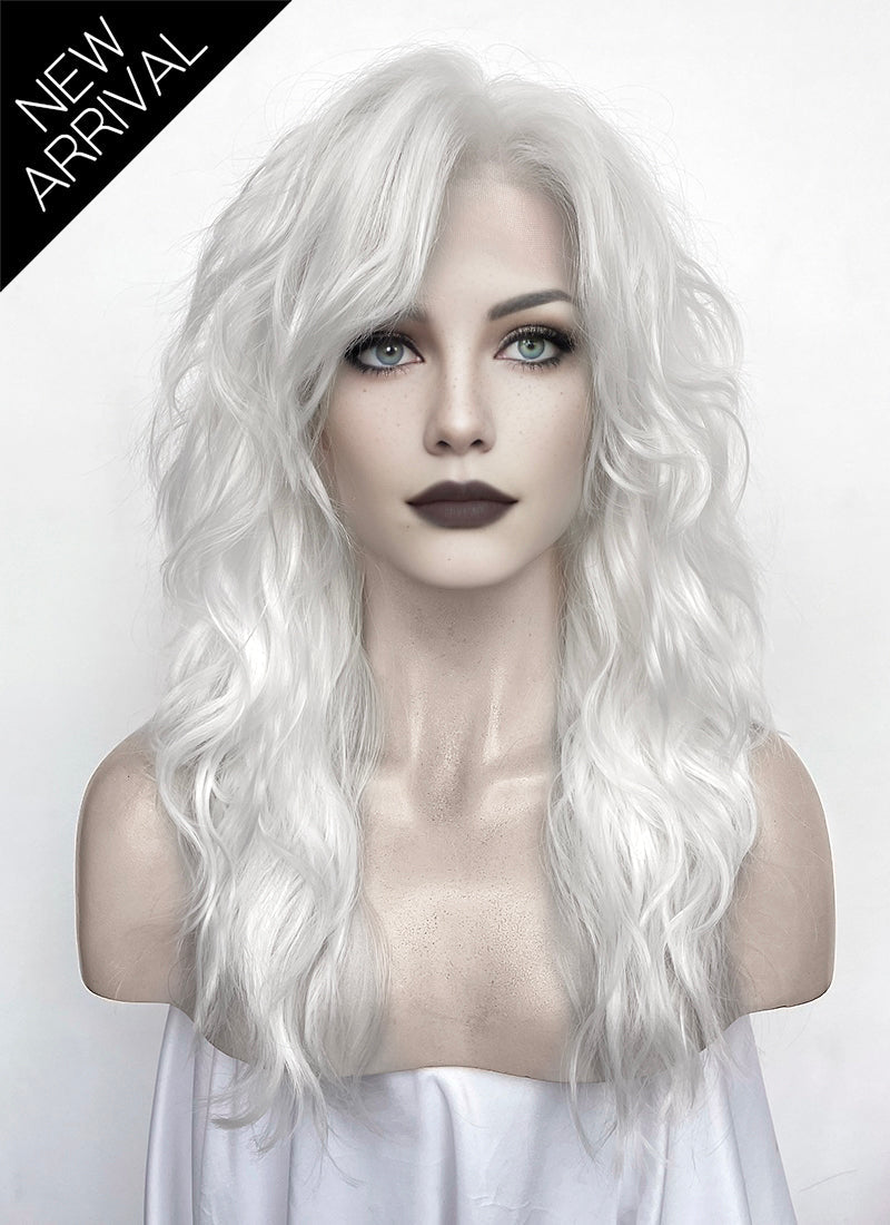 White Wavy Mullet Lace Front Synthetic Wig LF8076