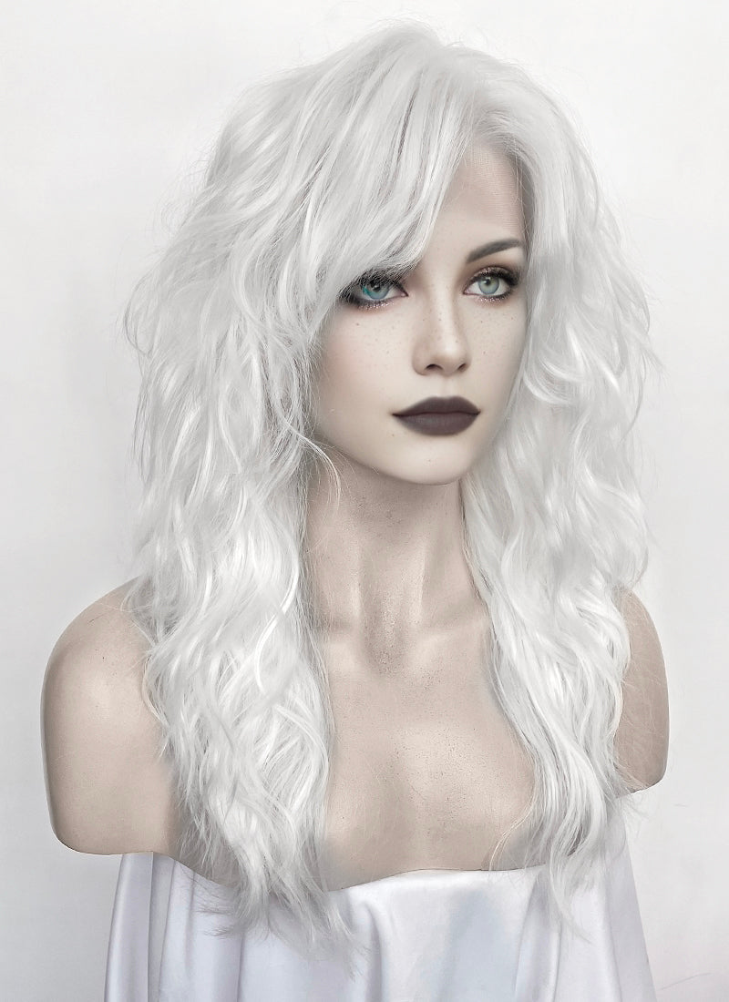White Wavy Mullet Lace Front Synthetic Wig LF8076