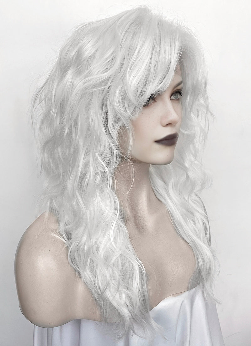 White Wavy Mullet Lace Front Synthetic Wig LF8076