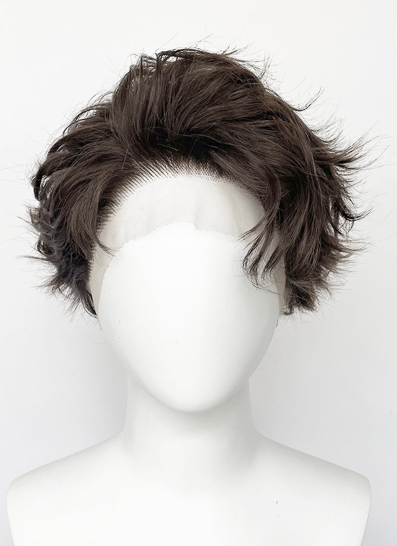 Brunette Wavy Lace Front Synthetic Men's Wig LF8082