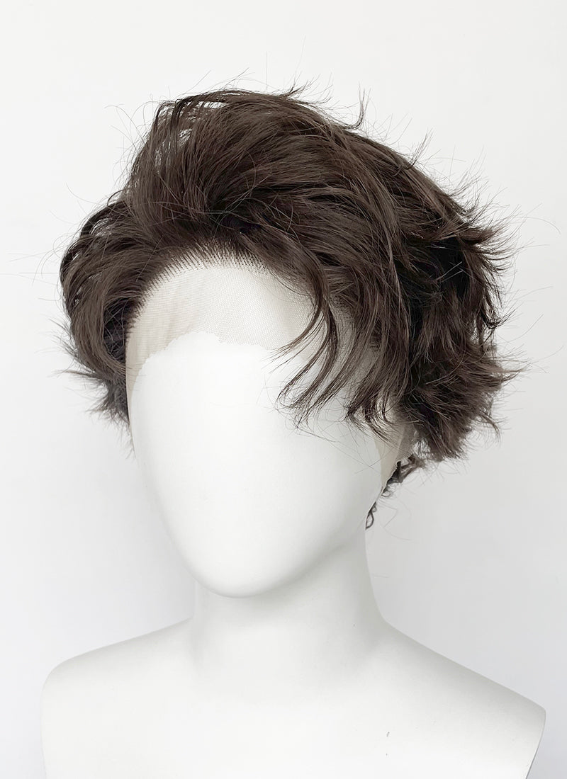 Brunette Wavy Lace Front Synthetic Men's Wig LF8082