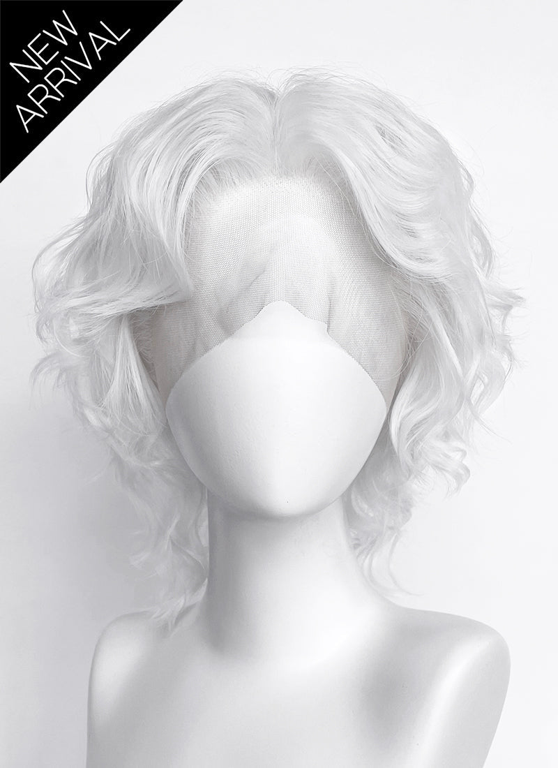 White Wavy Lace Front Synthetic Men's Wig LF8083