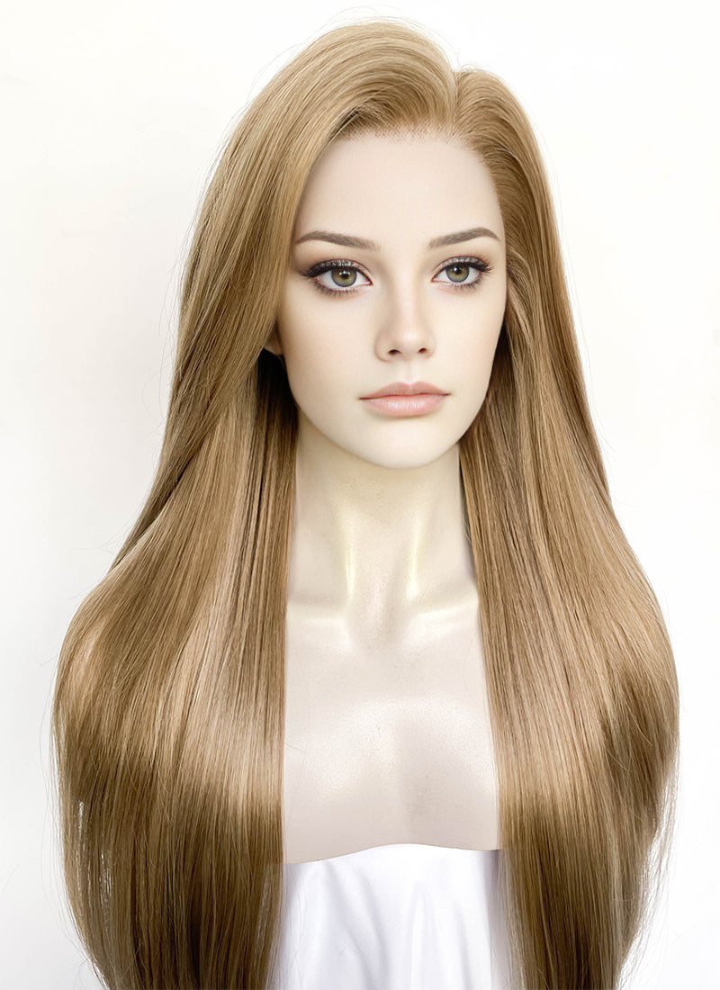 Medium Blonde Straight Lace Front Synthetic Wig LFK5575