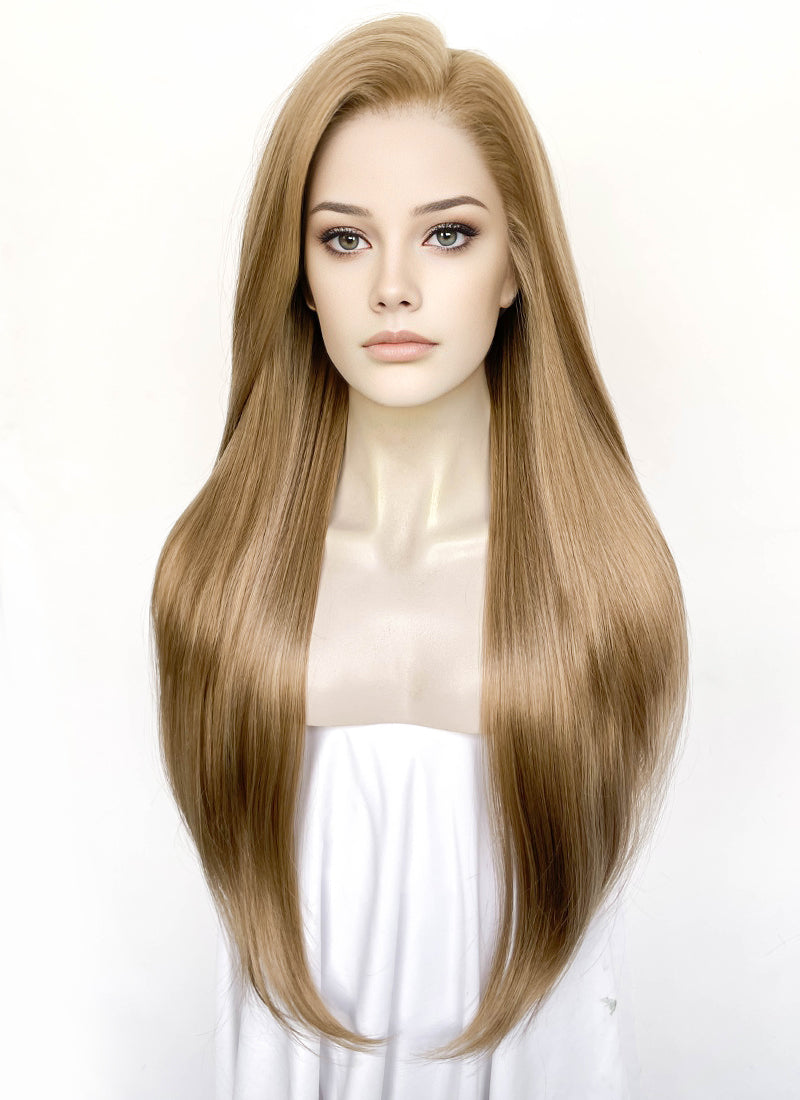 Medium Blonde Straight Lace Front Synthetic Wig LFK5575