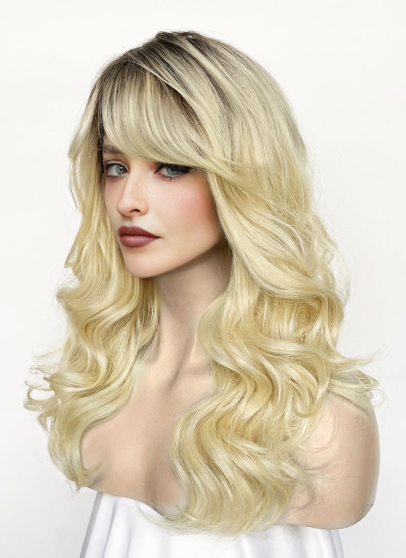 Sabrina Carpenter Inspiration Blonde With Dark Roots Wavy Lace Front Synthetic Wig LFK5579