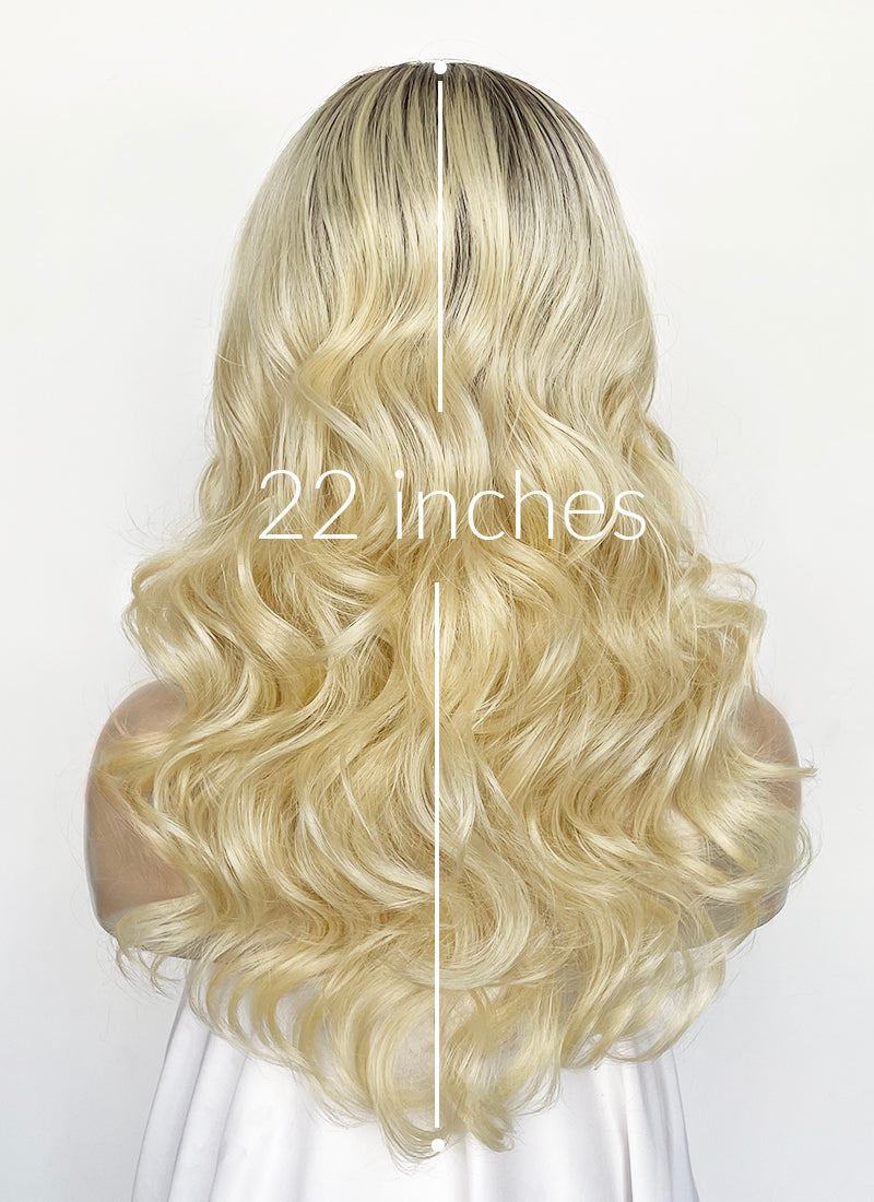 Sabrina Carpenter Inspiration Blonde With Dark Roots Wavy Lace Front Synthetic Wig LFK5579