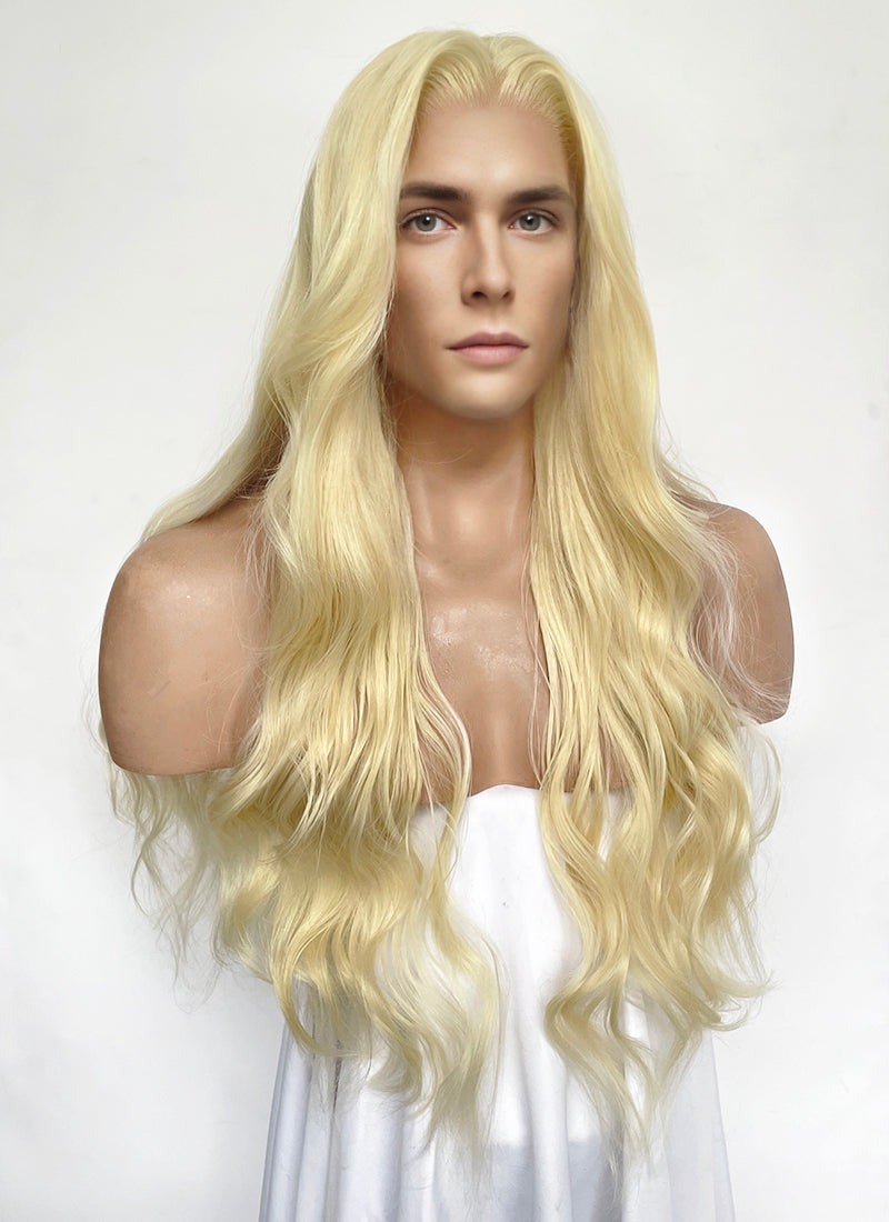 Blonde Wavy Lace Front Synthetic Hair Men's Wig LFM004