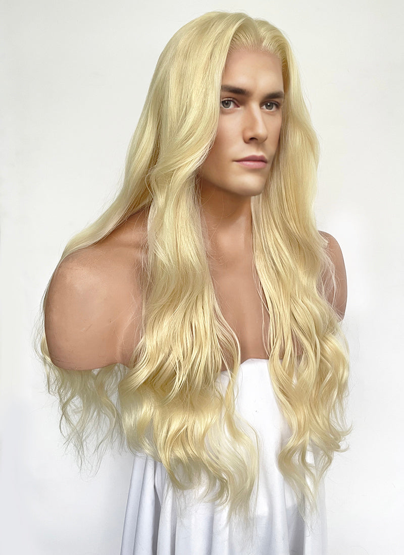 Blonde Wavy Lace Front Synthetic Hair Men's Wig LFM004