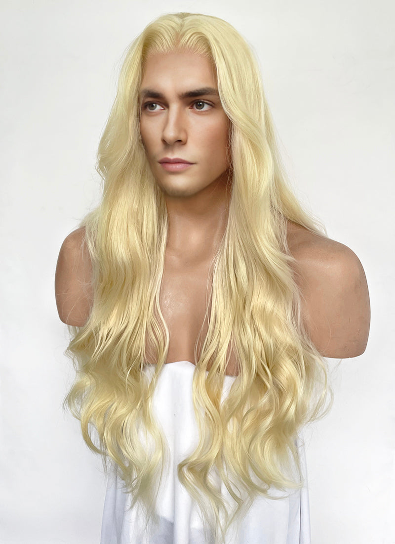 Blonde Wavy Lace Front Synthetic Hair Men's Wig LFM004