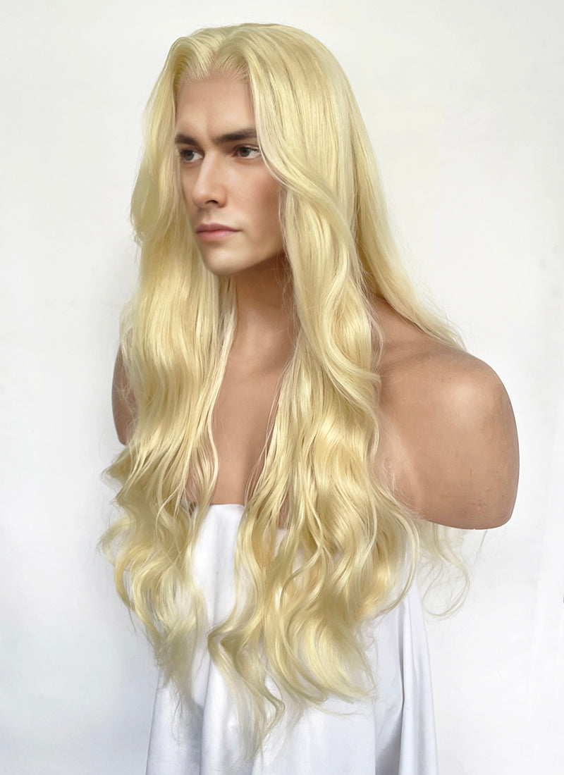 Blonde Wavy Lace Front Synthetic Hair Men's Wig LFM004
