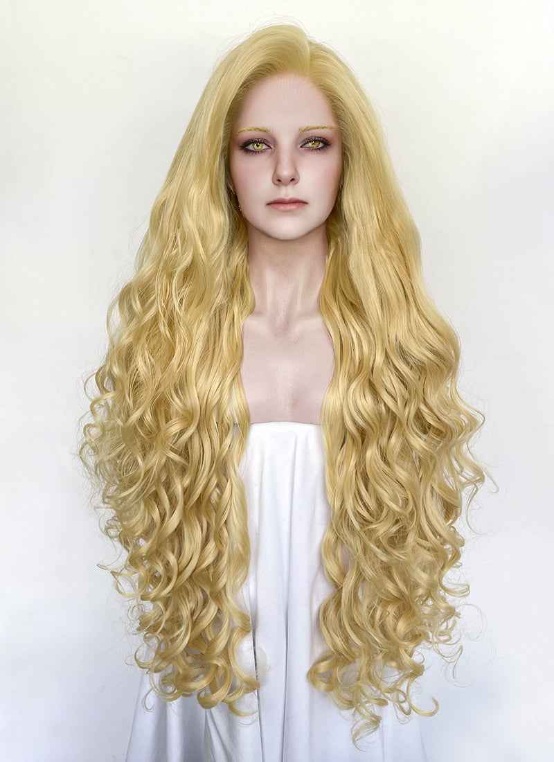 Elden Ring Queen Marika Golden Blonde Wavy Lace Front Synthetic Hair Wig LN6043