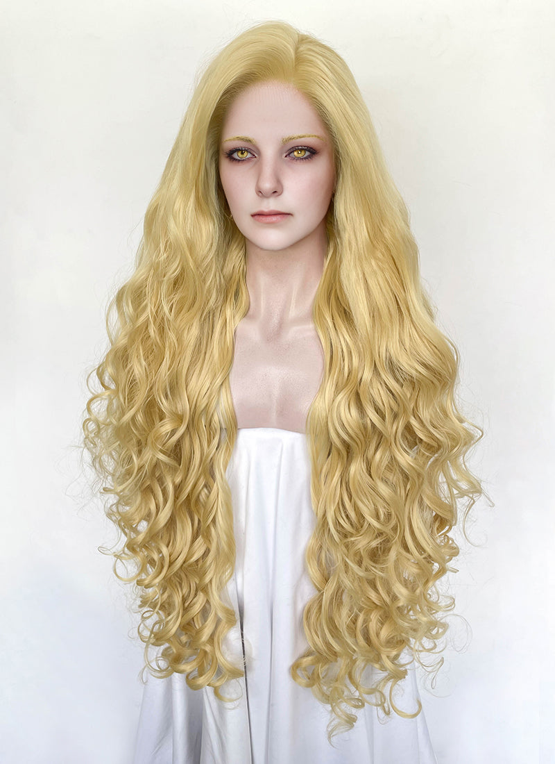 Elden Ring Queen Marika Golden Blonde Wavy Lace Front Synthetic Hair Wig LN6043