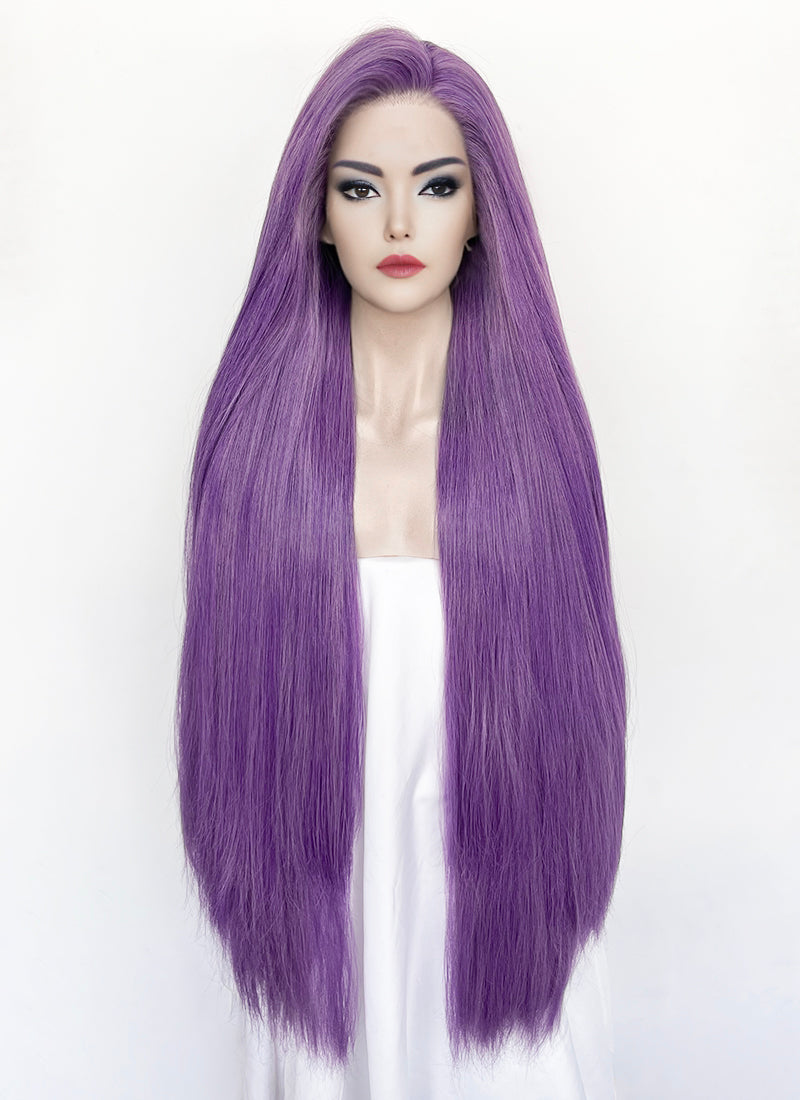 KPop Demon Hunters Rumi Pastel Purple Braided Lace Front Synthetic Wig LF2515