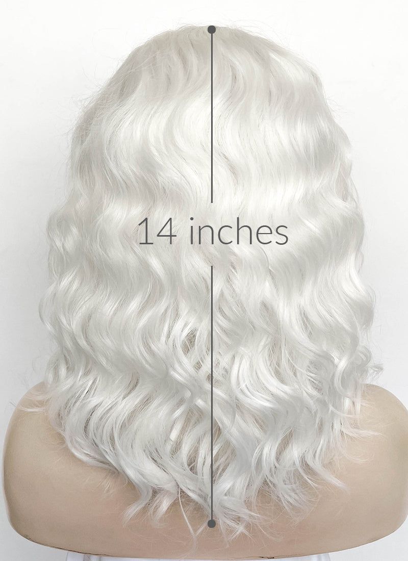 Pure White Wavy Lace Front Synthetic Wig LW4053