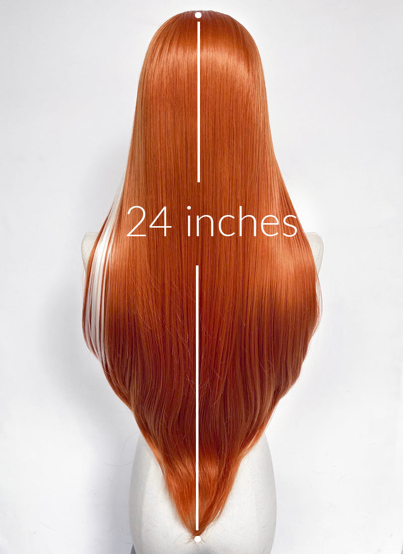 Ginger And White Single Money Piece Straight Lace Front Synthetic Wig LW4061