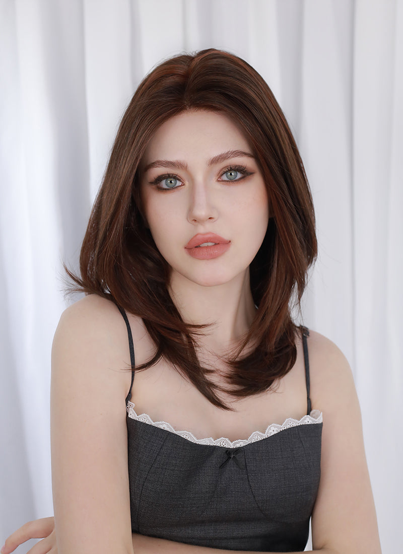 Mixed Brown Straight Mono Top Kanekalon Lace Wig MN024