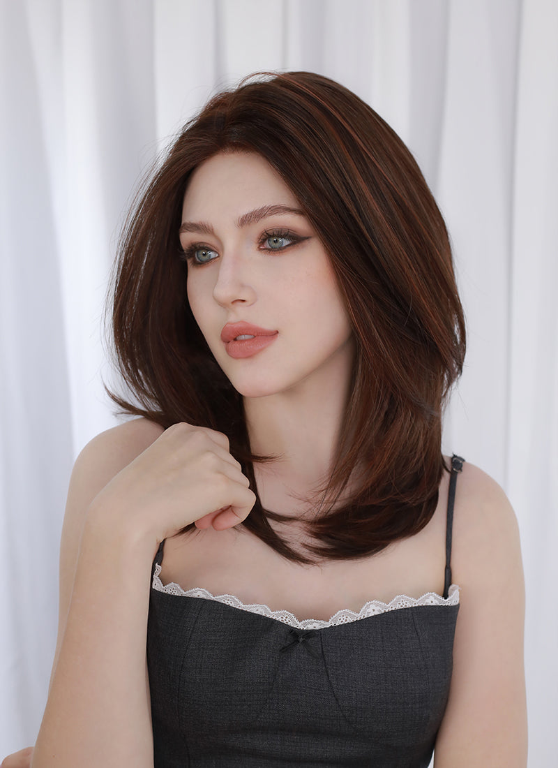 Mixed Brown Straight Mono Top Kanekalon Lace Wig MN024