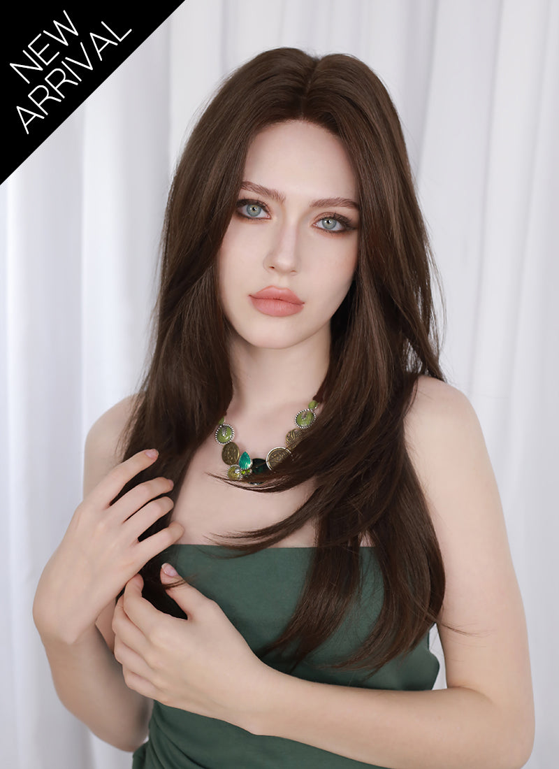 Brunette Straight Mono Top Kanekalon Lace Wig MN025