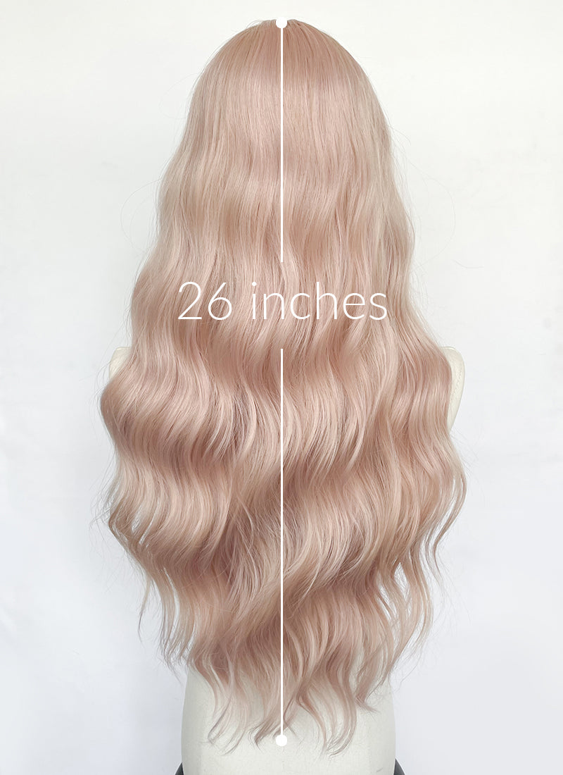 Pale Pink Wavy Synthetic Wig NL082