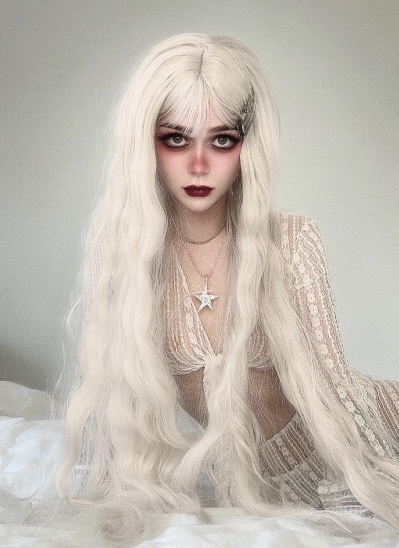 Platinum Blonde Wavy Synthetic Hair Wig NS579
