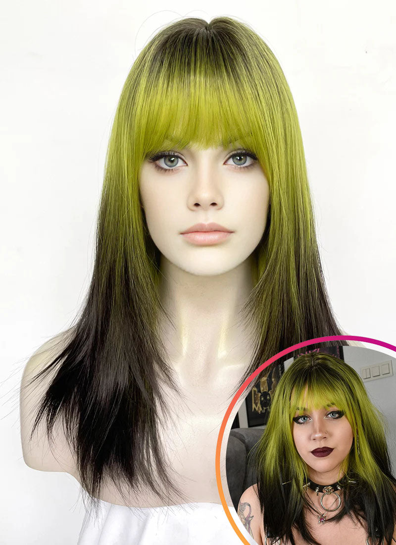 Green Black Ombre Straight Synthetic Hair Wig NS596
