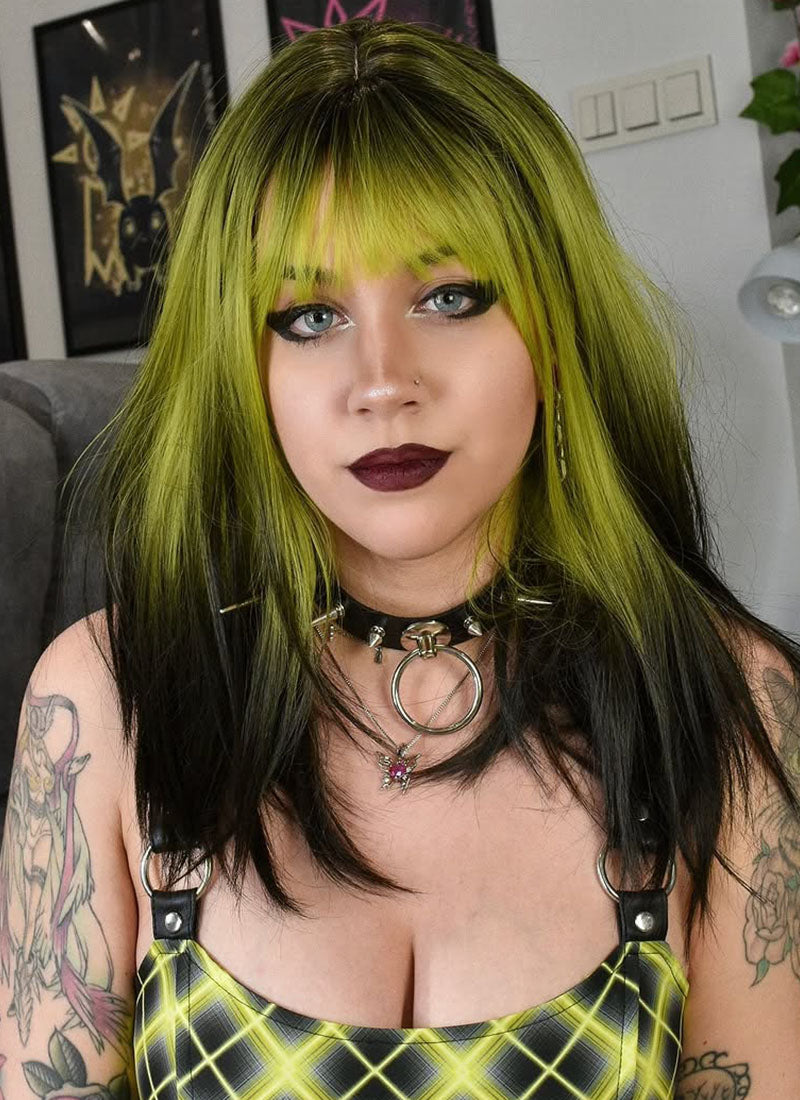 Green Black Ombre Straight Synthetic Hair Wig NS596