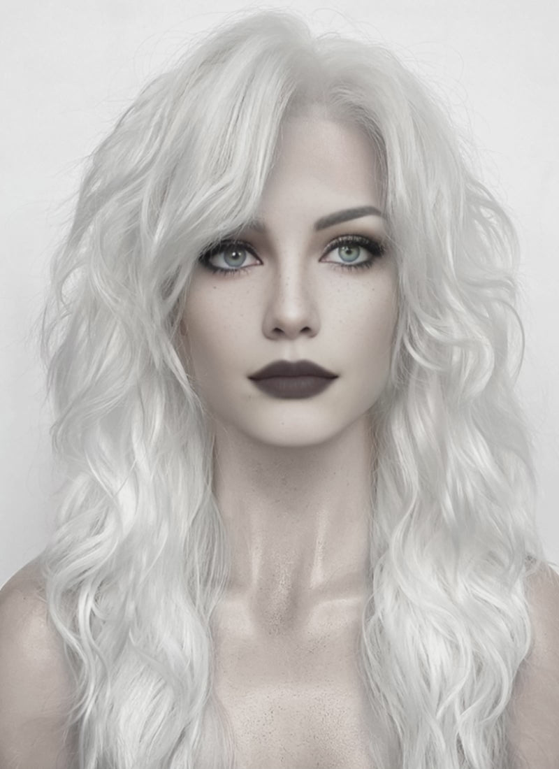 White Wavy Mullet Lace Front Synthetic Wig LF8076