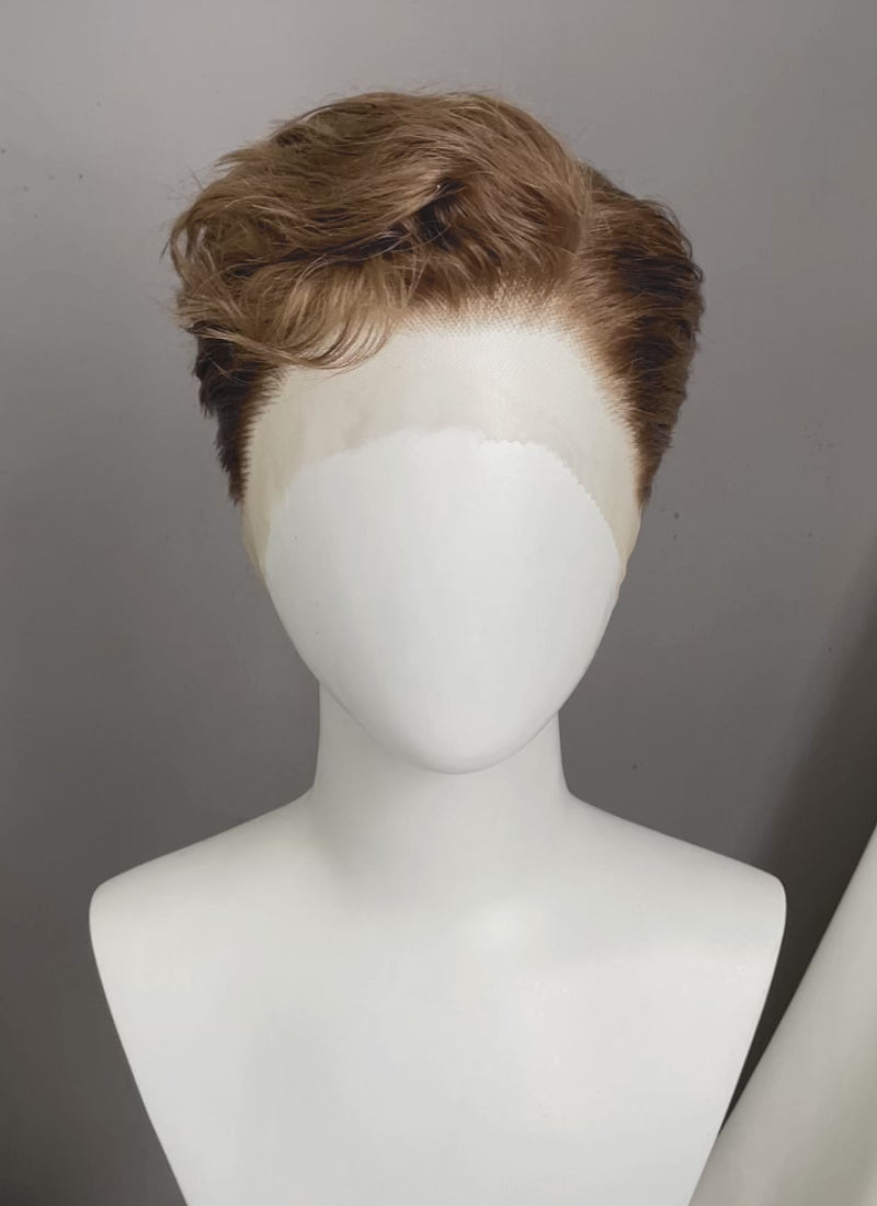 Brown Wavy Lace Front Synthetic Hair Men's Wig LF8065