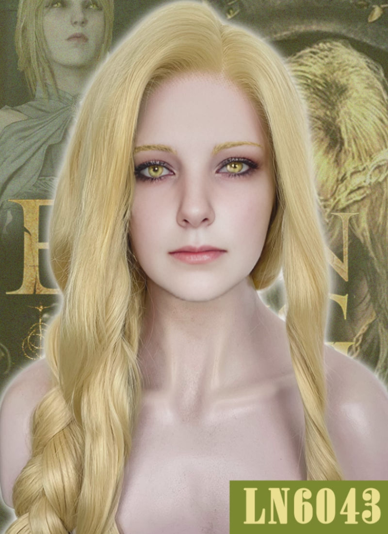 Elden Ring Queen Marika Golden Blonde Wavy Lace Front Synthetic Hair Wig LN6043