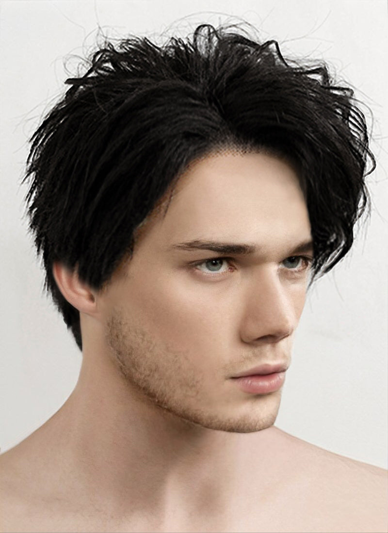 Black Straight Pixie Lace Front Synthetic Men's Wig LF1312B