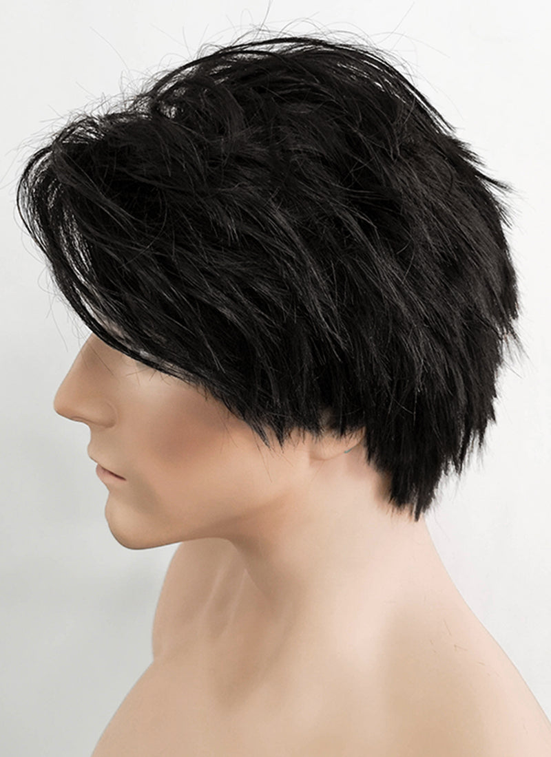 Black Straight Pixie Lace Front Synthetic Men's Wig LF1312B