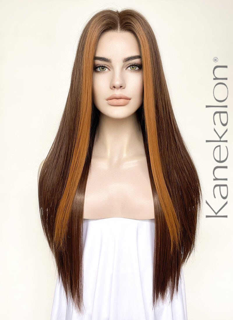 Long brown kanekalon clearance wig