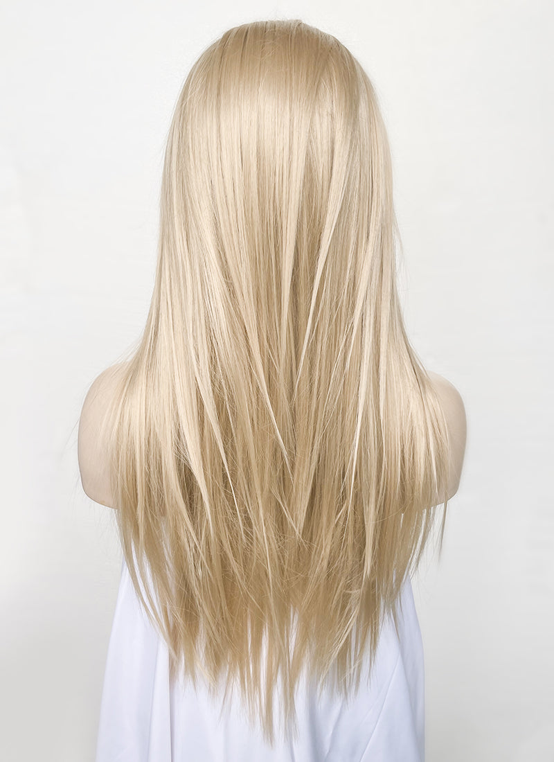 Ash Blonde Straight Hush Layered Cut Lace Front Synthetic Wig LFK5536A