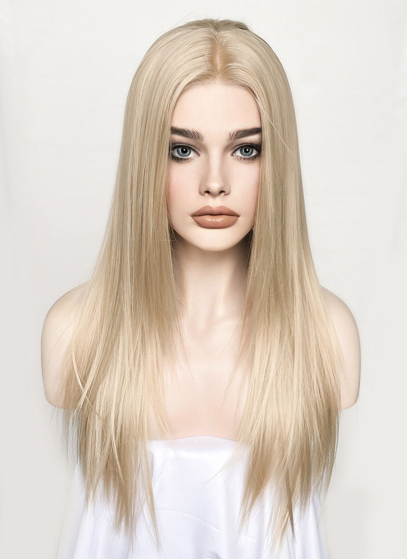 Ash Blonde Straight Hush Layered Cut Lace Front Synthetic Wig LFK5536A