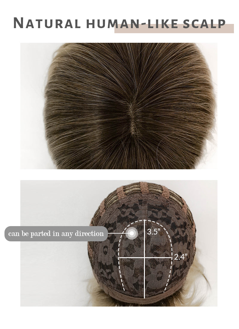 Blonde Mixed Brown Wavy Synthetic Hair Wig NS416