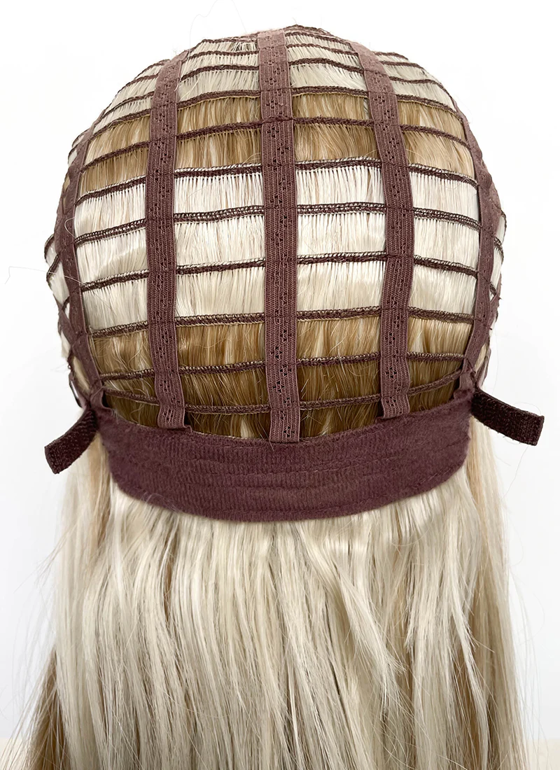 Blonde Mixed Brown With Dark Roots Wavy Mono Top Lace Wig MN014