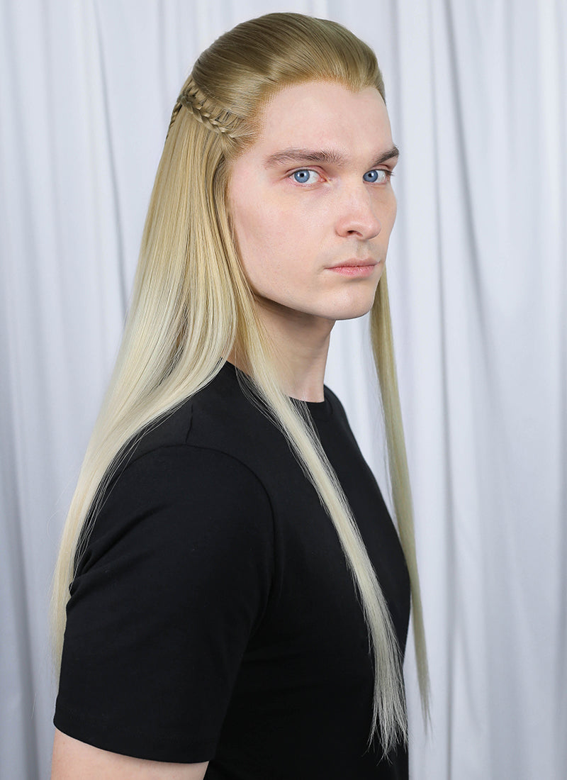 The lord of the rings The Hobbit Legolas Two Tone Blonde Braided Lace Front Synthetic Men's Wig LF2200