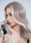 Ash Purple with Blonde Highlights Money Piece Wavy Lace Front Synthetic Wig LF3283