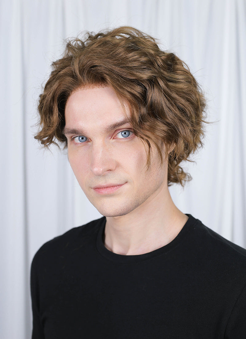 Wonka Timothee Chalamet Brunette Spiral Curly Lace Front Synthetic Hair Men's Wig LF6054
