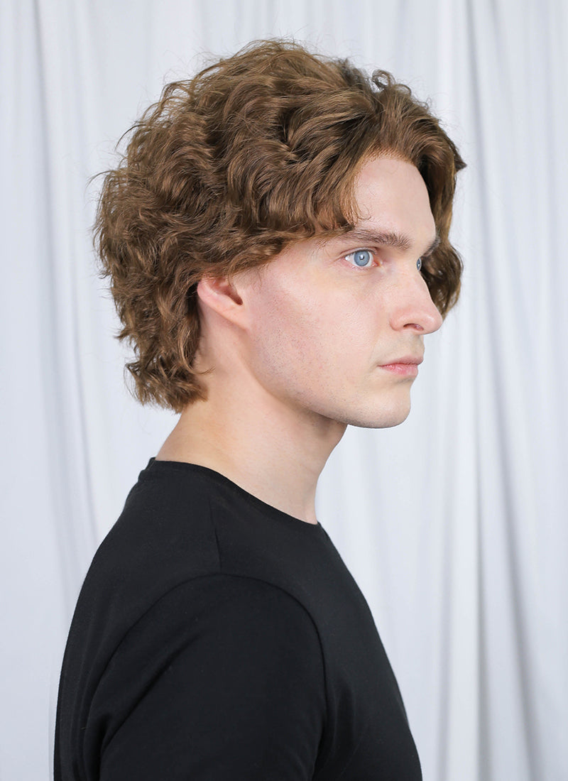 Wonka Timothee Chalamet Brunette Spiral Curly Lace Front Synthetic Hair Men's Wig LF6054