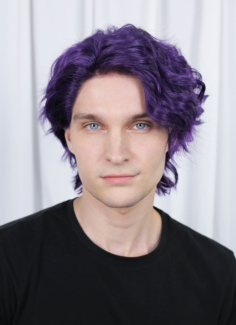 Critical Role The Mighty Nein Mollymauk Tealeaf Purple Wavy Lace Front Synthetic Men's Wig LF8094