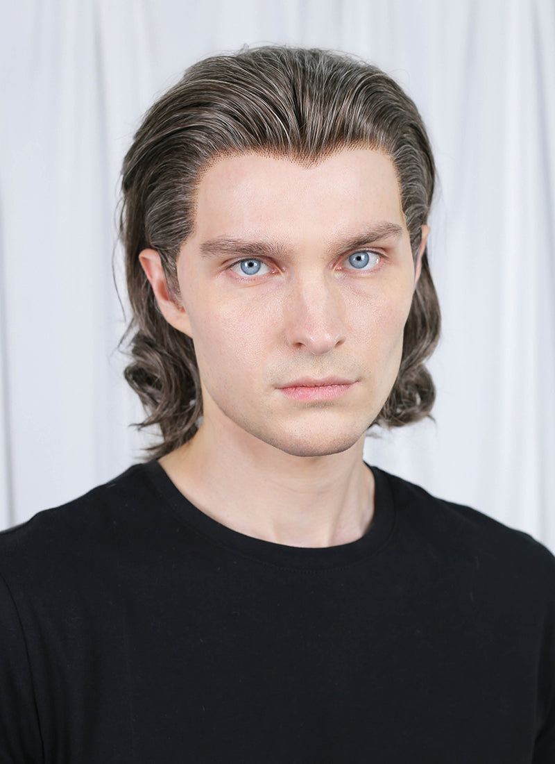 Baldur's Gate 3 Gale Mixed Brown Wavy Lace Front Synthetic Men's Wig LFK5562