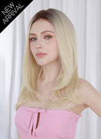 Blonde With Dark Roots Straight Bob Mono Top Lace Wig MN015