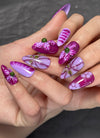 Hand-Carved Purple Elegant & Luxe for Fall/Winter Almond Handmade Press-On Nails NF078