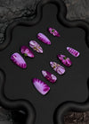 Hand-Carved Purple Elegant & Luxe for Fall/Winter Almond Handmade Press-On Nails NF078
