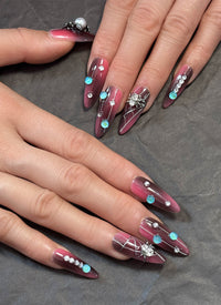 Gothic Spider Halloween Almond Handmade Press-On Nails NF079