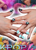 KPop Demon Hunters Saja Boys Baby Inspired Green Square Handmade Press-On Nails NF096