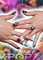 KPop Demon Hunters Saja Boys Baby Inspired Green Square Handmade Press-On Nails NF096