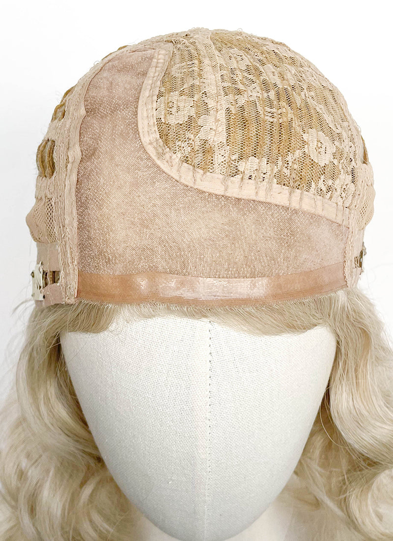 Ash Blonde Wavy Mono Parted Glueless Synthetic Wig CSX097