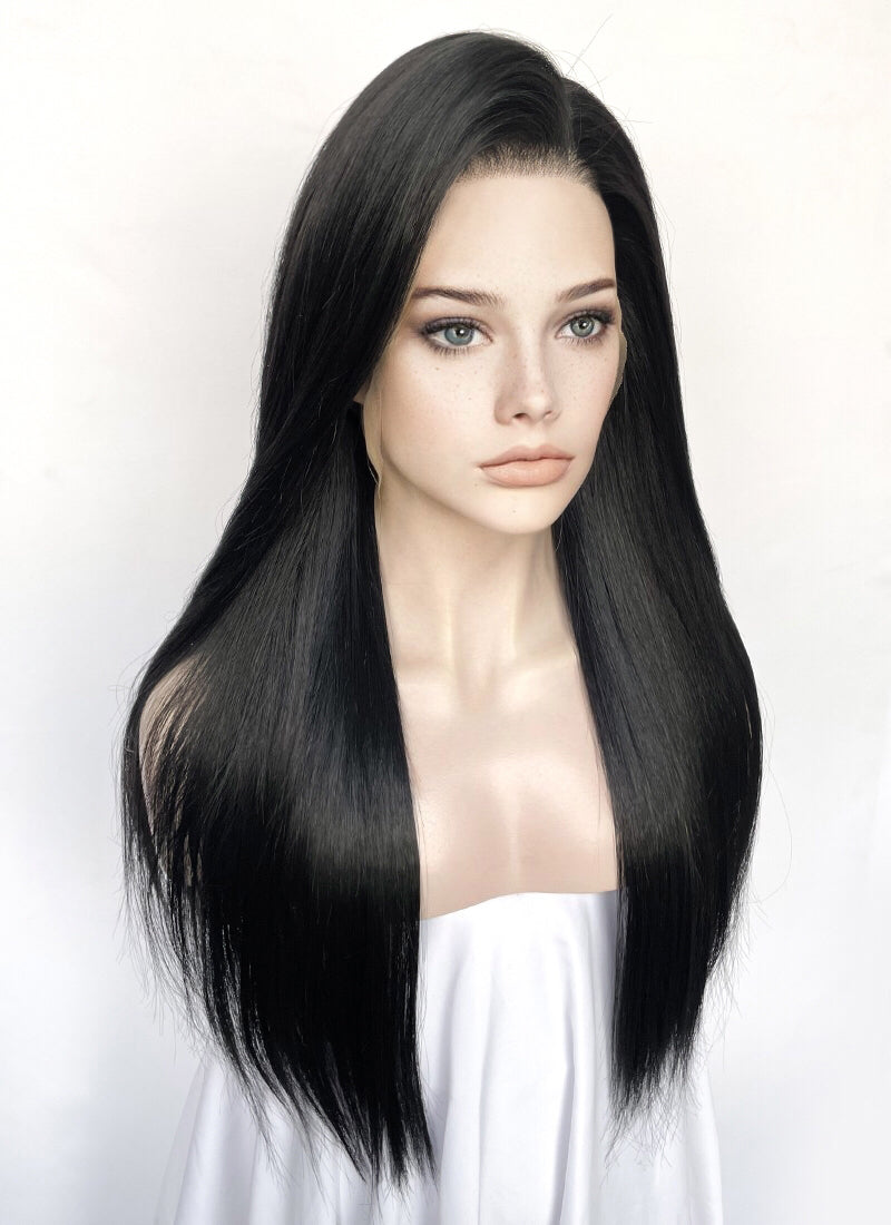 Black Straight Full Lace Kanekalon Synthetic Wig FL011